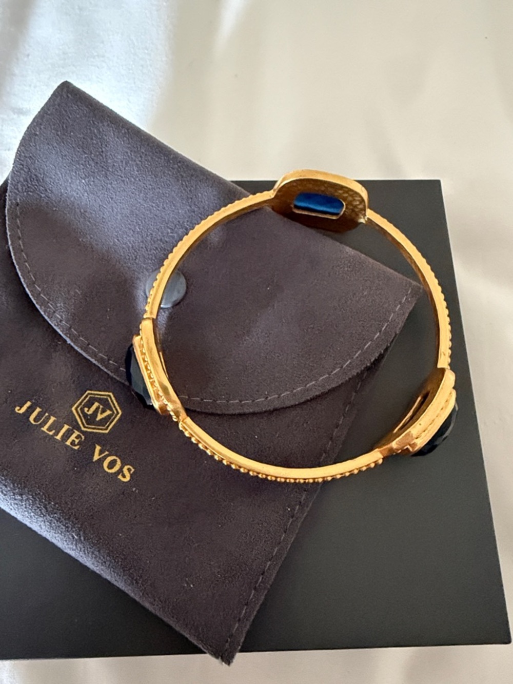Julie Vos Gold-Tone Cuff Bracelet with Royal Blue Stones - Women Jewelry - Picture 5 of 6